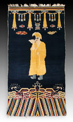 藏传寺院石柱地毯，描绘一位喇嘛
